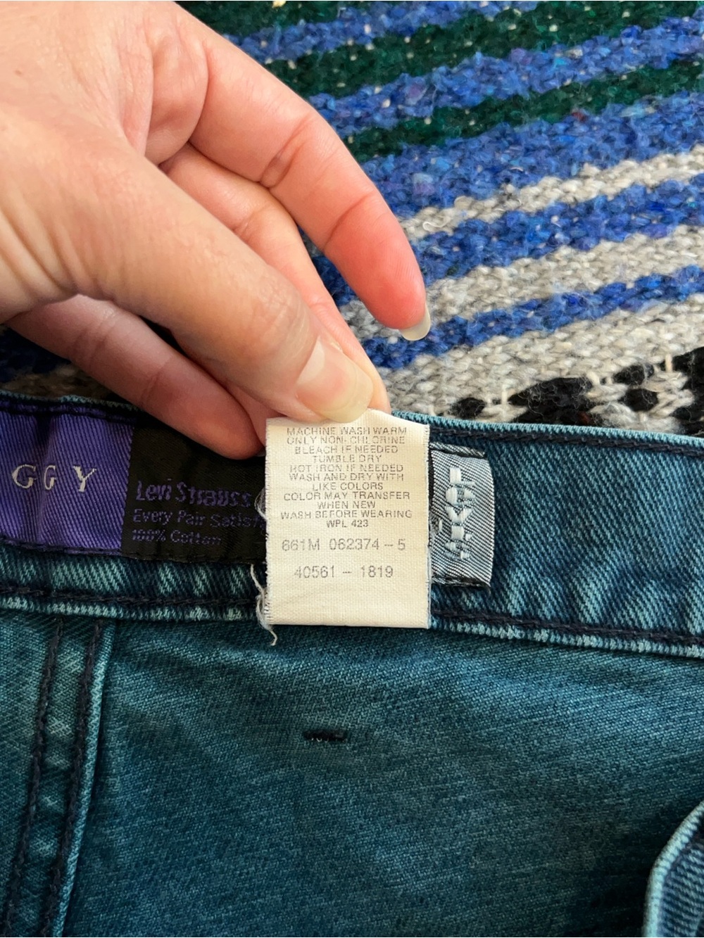 Vintage 90s Silver Tab Levi's Baggy Denim Jeans Teal Blue Purple tag 38 x 30 - Picture 12 of 15